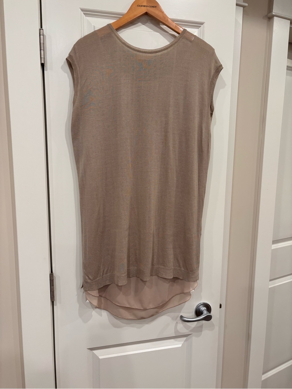 OAK + FORT Taupe Lightweight Knit Tunic Dress with Self Lining